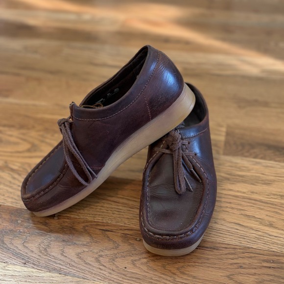 Clarks Shoes - Clarks Padmora 9M Dark Brown Leather Moc Toe Lace Up Oxford Shoes 26060499
